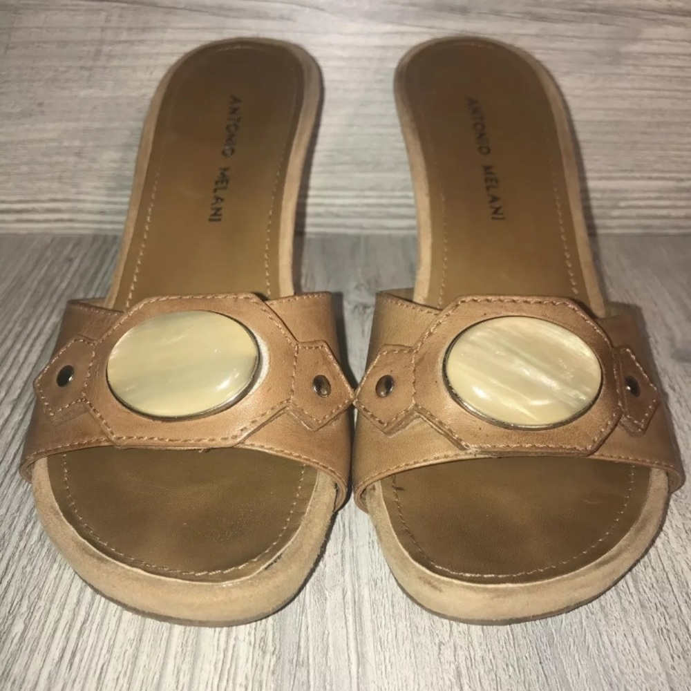 Antonio Melani Brown Wedge Sandals, Size 7.5 M